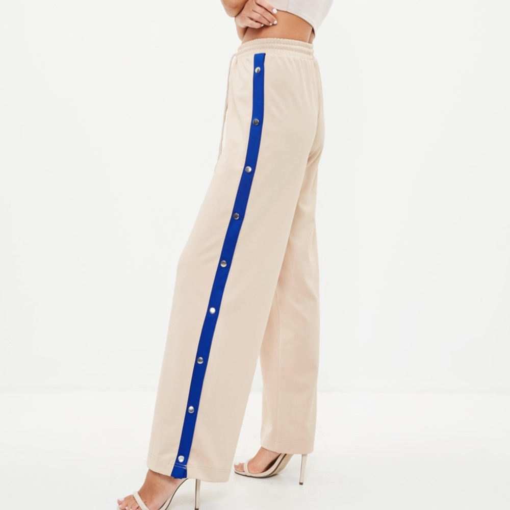 Nude Popper Side Wide Leg Joggers